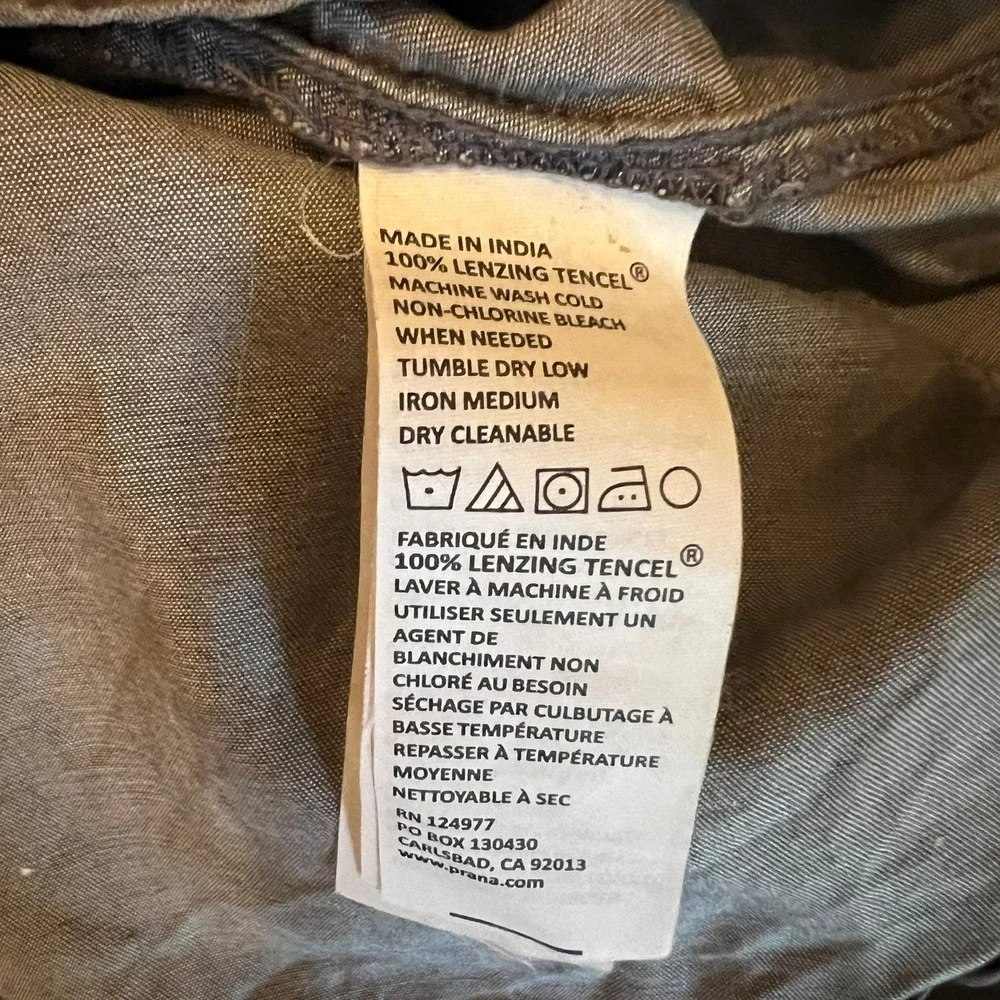 Prana Shelly Gray Skirt XS Elastic Waist Buttons Pockets‎